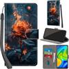 PHINIENLAND Cover per Xiaomi Redmi 10X 4G / Note 9 Case PU Pelle Custodia [Kickstand] [Chiusura magnetica] [Slot per Schede], Portafoglio Flip Custodia per Redmi Note 9,Fiamma