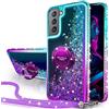Silverback Cover per Samsung Galaxy S21 FE 5G, Custodia Glitter di in Silicone TPU con 360 Gradi Anello e Cordino, Pendenza Colore Diamond Brillantini Liquido Morbida Antiurto Case - Porpora
