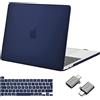 MOSISO Custodia Compatibile con MacBook Pro 13 pollici Cover M2 M1 2025 2024 2023 2022-2016 A2338 A2251 A2289 A2159 A1989 A1708 A1706, Plastica Case Rigida&Copritastiera&Tipo C Adapter, Blu Navy