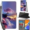 PHINIENLAND Cover per Xiaomi Redmi 9C / 10A Case PU Pelle Custodia [Kickstand] [Chiusura magnetica] [Slot per Schede], Portafoglio Flip Custodia per Xiaomi Poco C3,Montagna