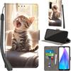 PHINIENLAND Cover per Xiaomi Redmi Note 8T Case PU Pelle Custodia [Kickstand] [Chiusura magnetica] [Slot per Schede], Portafoglio Flip Custodia per Redmi Note 8T,Gatto