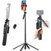 K&F CONCEPT 177cm Treppiede per cellulare, Adatto per DJI OSMO POCKET 4&3, 4 Gambe e Maniglia Stabilizzatrice, Telecomando Bluetooth, Rotazione 360°, Bastone Selfie per iPhone e Android, Viaggi e Vlog