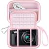 Lacdo Custodie fotocamere per Panasonic LUMIX TZ99 TZ300 TZ70 LX10 TZ60 TZ100 TZ80 TZ200 Fotocamera Digitale, Custodia Rigida Antiurto Fotocamera da Viaggio con Tasca a Rete per Schede SD, Rosa chiaro