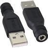 AAOTOKK Confezione da 2 adattatori di alimentazione da USB a CC, 5 V, USB 2.0 A maschio a jack femmina da 3,5 × 1,35 mm, cavo di ricarica per dispositivo di ricarica da 5 V CC (3,5 × 1,35 mm)