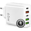 P37 Caricatore Multiplo 65 W 5 Porte USB C, QC3.0, Adattatore USB C PD20W, Caricatore Multiplo Ricarica più Rapida e Sicura. Compatibile con iPhones 16 15, 15 Pro, Galaxy, Xiaomi, Realme, Oppo, Huawei