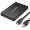 deleyCON Case per SSD USB A (5Gbps USB 3.1) per Dischi SATA 3 da 2,5 SSD / HDD / 7 mm fino a 9,5 mm SATA III - Case Esterno UASP [Nero]