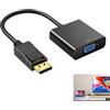 Cyiamku Adattatore DisplayPort Maschio a VGA Femmina, Convertitore DP a VGA Placcato Oro per PC, Laptop, Proiettori e Schermi, Presa di ricarica 1080P Full HD, Design compatto e portatile (nero)