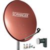 SCHWAIGER 494 Sistema SAT Set satellitare Parabola satellitare Twin LNB digitale 8x connettori F 7mm Antenna SAT in alluminio set completo Mattone rosso 55 x 62 cm