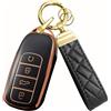ATFIGII Copertura per portachiavi compatibile con Chery Omoda 5 Tiggo 7 Tiggo 8 per Jaecoo 7, custodia in TPU, portachiavi protettivo, Oro e nero., smart key 4 Buttons