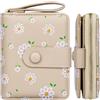 Farcauo Portafoglio Piccolo Donna Mini Albicocca Portafoglio Piccolo Donna Design Fiori con Scomparto per carta d'identità e portacarte