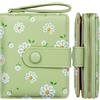 Farcauo Portafoglio Piccolo Donna Mini Verde chiaro Portafoglio Piccolo Donna Design Fiori con portafoglio e portacarte