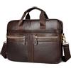 VINBAGGE Valigetta in vera pelle, Borsa a tracolla da uomo per laptop da 14 pollici, Portadocumenti Borse Messenger Business, Marrone