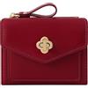 Farcauo Portafogli Portafoglio da donna Portafoglio rosso da donna Piccolo Portafoglio minimalista con motivo floreale, scomparto per documenti e tasche per carte