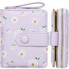 Farcauo Portafoglio Donna Small Mini Violet Design Flowers Portafoglio Donna Small con portapassaporto passaporto e portacarte