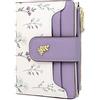 Farcauo Portafogli Portamonete RFID da donna Piccoli con motivo floreale viola per donna Piccoli con scomparto per documenti e tasche per carte