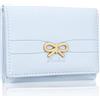 Farcauo Portafoglio Donna Mini Blu Fiocco con Scomparto per carta d'identità e porta tessere Portafoglio Donna Small