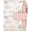 Farcauo Portafoglio Portamonete da donna Mini portamonete Piccolo con motivo floreale rosa per donne portamonete con scomparto per documenti e tasche per carte