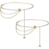 EUPSIIU 2 Pezzi Catena in Vita, Cintura a Catena per Donna, 130CM Waist Chain, Catena del Corpo, Collana Pancia Donna, Cintura Regolabile per Abiti, per Jeans, Abiti, Camicie Lunghe (Oro)