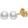 HeyMeili Orecchini donna perla coltivata d'acqua dolce bianco orecchini a bottone perle in argento sterling 925 placcato oro, 4.0mm