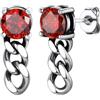 Bandmax Orecchini a Cerchio in Acciaio Inossidabile Uomo con Zircone Rosso/Nero - Orecchini a Cerchio Donna - Piercing Punk - Gioielli Fantasia per Compleanni