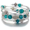 BULINLIN Braccialetto rigido chakra con perline turchesi, argento a strati con pietra naturale, regalo di compleanno per donne, 6.5 centimeters, Rame