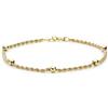 CARISSIMA Bracciale da donna in oro giallo 9 ct con maglie a sfera e corda, 18 cm