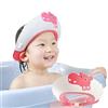 FUSACONY Cappello Doccia per Bambini, Visiera in Morbido Silicone Regolabile, Previene il Flusso d'Acqua Verso Occhi e Viso (Ippopotamo Rosa)