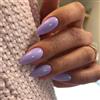 KQueenest Lilla Press On Nails Mandorla Medio - Chiodi acrilici viola da applicare, unghie finte da applicare, con copertura completa lucida, unghie finte in gel per donne, 24 pezzi
