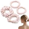 THQAE Set di 4 elastici per capelli in seta di gelso Scrunchies, in 3 misure, anelli per capelli in seta per dormire, delicati contro la rottura dei capelli (rosa)