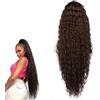 AYNKH Coda di cavallo con clip, estensioni lunghe e ondulate, coda di cavallo ondulata, estensioni sintetiche a trecce, pezzo di capelli con clip, coda di cavallo donna, 90 cm (36 inch), naturale