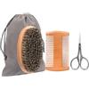 LAKPYN 4 Pezzi Set di Accessori per Barba:Spazzola Barba,Pettine di legno Massiccio,Forbici + Sacchetto di Stoffa,Adatto all'Aperto,Viaggi, Regali per Uomini
