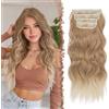 FESHFEN Extension Capelli a Clip - 4PCS Lunga Ondulati Capelli Estensioni Clips Ricci Sintetici Posticci Capelli Extension con Clip per Donna 50 cm Biondo Fragola