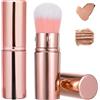 Mozeat Lens Confezione da 2 pennelli retrattili per fard e trucco Kabuki con custodia, pennelli da viaggio portatili per fondotinta liquido, cipria, bronzer, frullatore viso professionale e correttore per donne e