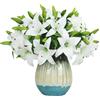 Olrla 20 fiori di seta artificiali, gigli bianchi realistici al tatto, fiori primaverili finti per matrimonio, ufficio, decorazione pasquale (senza vaso)