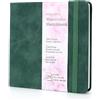 tumuarta Taccuino ad acquerello, 15 x 15 cm, 300 g/m², 100% carta di cotone pressato a freddo, 24 fogli, ad acquerello, per l'uso come quaderno da viaggio e blocco note multimediali misti (verde