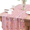 LQTSLFM Runner da Tavolo con Margherite Ricamate, 72 x 300cm Runner Tavolo Fiori in Tulle, Table Runner in Garza, Tovaglia Centrotavola Primaverile per Feste, Matrimoni, Banchetti, Fai Da Te (Rosa)