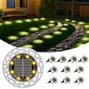 FIFlying 10 pezzi Luci Solari da Giardino, 8 LED Lampade Solare da Terra | Acciaio Inossidabile Bianco Caldo Faretti Sepolta Solari a Led da Esterno, per Prato, Vialetto, Marciapiede, Patio