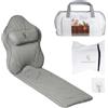 Claessonliving Cuscino Vasca da Bagno per Tutto il Corpo (126x41cm) - Cuscino Bagno con ventose e Poggiatesta (13cm); Supporta Collo, Schiena e Gambe - Incl. borse Lavaggio/Viaggio e Gancio Asciugatura - Grigio