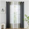 Woaboy 2 Pezzi Tende Voile Semi Trasparenti con Occhielli Tende Verticali Sfumate Poliestere Moderne Eleganti per Finestra Soggiorno Camera da Letto Balcone 140x225cm Nero