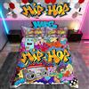 Loussiesd Set di biancheria da letto con motivo graffiti per bambini, tema hip hop, radio rock, per ragazzi e adolescenti, copripiumino colorato e decorativo, 2 pezzi, misura singolo, con 1 copripiumino e 1