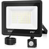 VRFMALIY Faretto LED da 50 W con sensore di movimento, per esterni, 5000 lm, 7000 K, luce bianca fredda, super luminosa, IP67, impermeabile, per giardino, cortili, garage, casa