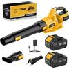 JYGMPRO 21V Soffiatore a Batteria, Soffiatore Foglie Elettrico con 2 Batteria da 4,0Ah, 2 Ugelli, 3 Velocità Regolabili, Tracolla per Foglie, Neve, Polvere e Detriti