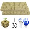 MQWDGJ 100 pezzi di lana di roccia, 25 x 25 x 25 mm Rockwool Cube con forbici guanti, Easy Plug Coltivazione cubetti di lana di roccia Set per talee idroponiche