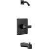 Delta Faucet Velum 14 Series - Kit di finiture per vasca e doccia monofunzione, kit di finiture per valvola, maniglia doccia, kit di finiture per doccia Delta nero opaco, T14437-BLLHD (soffione doccia