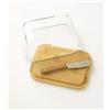 Pebbly - Burriera in vetro e bambù con coltello da burro in acciaio inossidabile - 16,5 x 12 x 8,5 cm - Indispensabile per conservare e preservare il burro in materiali 100% naturali