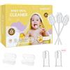 EASICUTI Pulitore lingua per bambini, 52 spazzolini da denti per neonati, 2 spazzolini da dito e stick per la pulizia delle gengive, per 0-36 mesi +