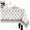 CPC COTTON PRINT CLUB CPC Tablecloth 100% Cotton 60x60 Inch Indian Block Print Square Table Cover, Table Cloth for Weddings, Spring/Summer, Barbeque - Forest Green