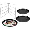 FORMEGOLOSE™, Set 3 tegami pizza Ø 28 cm + 1 griglia porta tegami, Acciaio con rivestimento antiaderente, Nero
