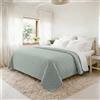 Italian Bed Linen Trapunta Matrimoniale Primaverile in Microfibra, Copriletto Estivo Double Face - Trapuntino 100gr Morbido e Leggero - Coperta Letto Qualità Premium 250x250 cm - GREEN/BIANCO