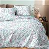 Ruggeri Set Lenzuola Letto Matrimoniale 4 Pezzi, 100% Cotone di Alta Qualità, Certificato Oeko-Tex, Lenzuolo con Angoli 170x195 cm, Lenzuolo Piatto 240x280 cm e 2 Federe 50x80 cm (Fiori Verdi)